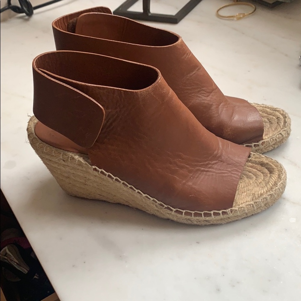 Celine nude and tan wedges